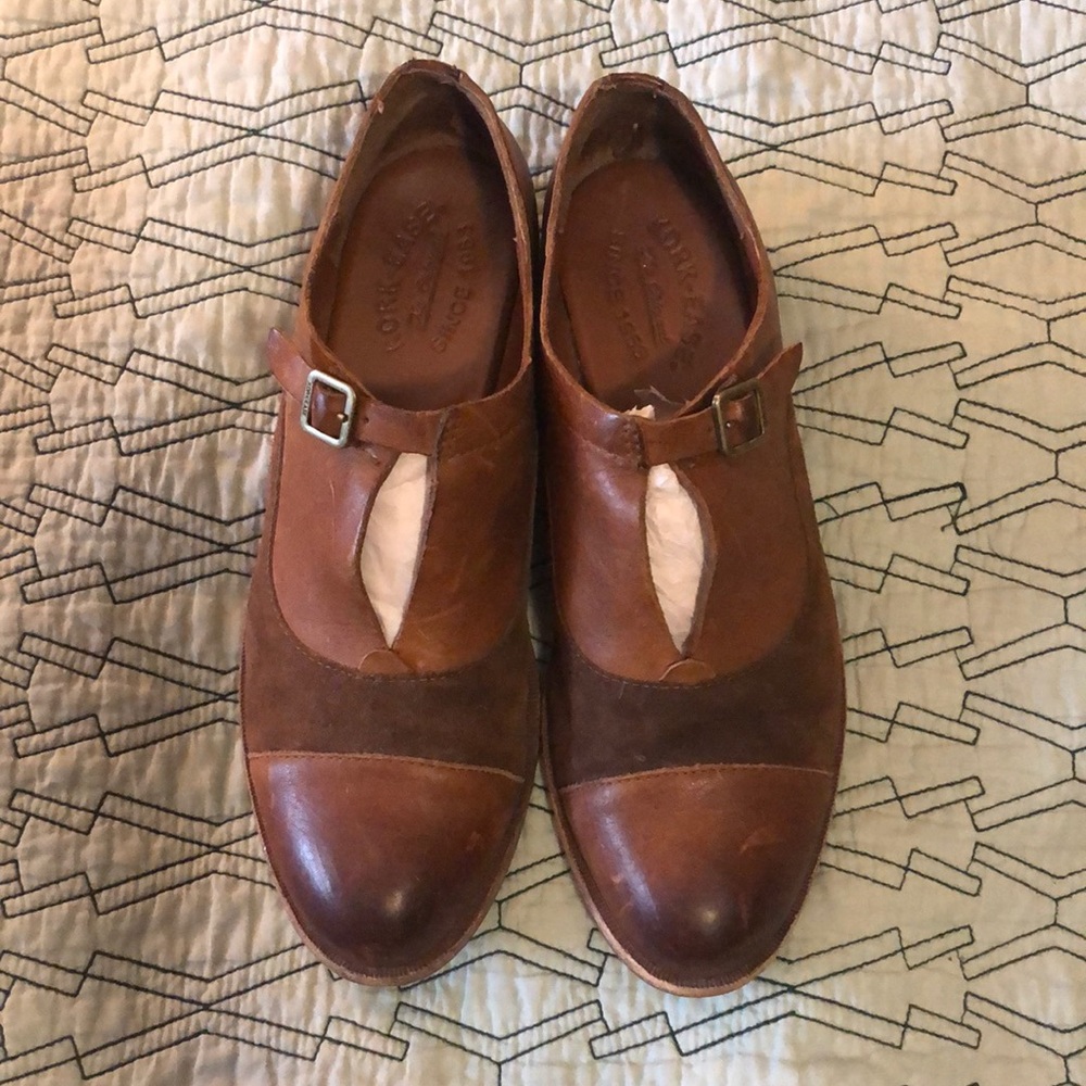 KORK-EASE | Niseda Leather & Suede Buckle Slip on Loafer Shoes Rum